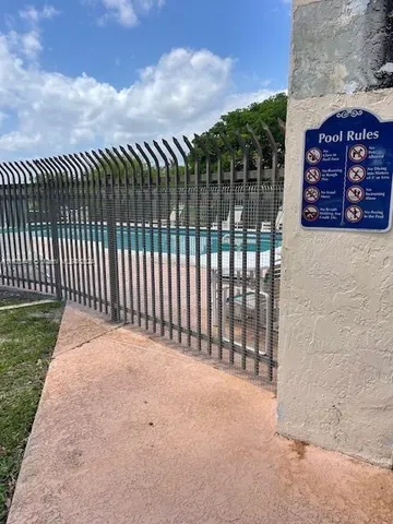 a view of a black gate