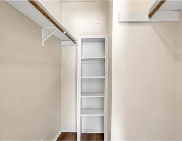 a view of an empty walk in closet