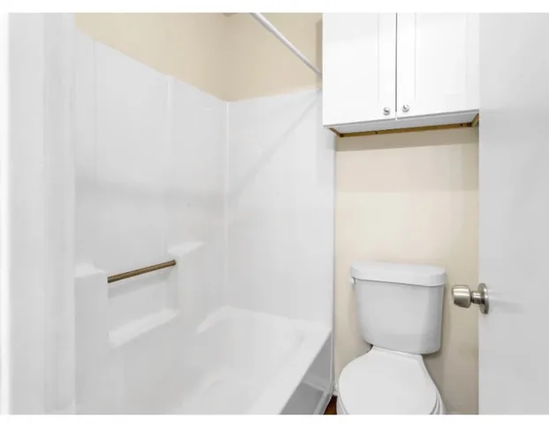 a bathroom with a toilet and a bathtub