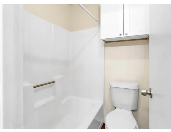 a bathroom with a toilet and a bathtub