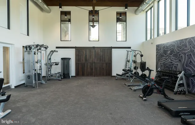 a view of a room with gym equipment