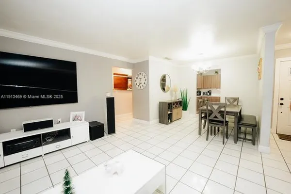 a view of a dining area with furniture