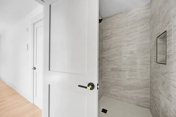 a bathroom with a shower