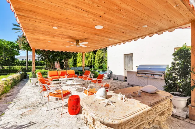 a outdoor view with a sitting space