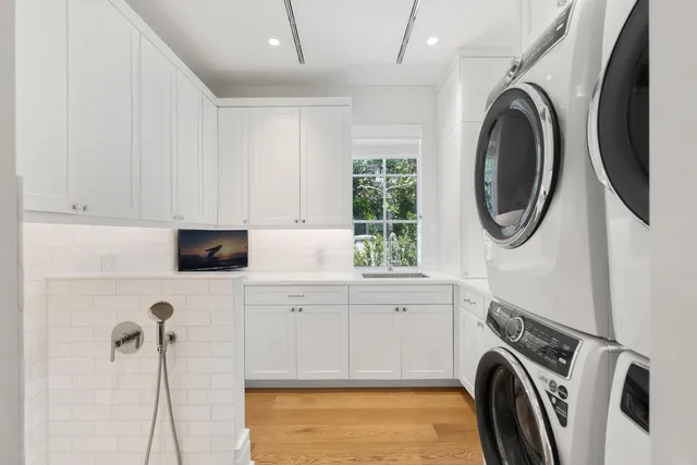 a view of a yard with a garden