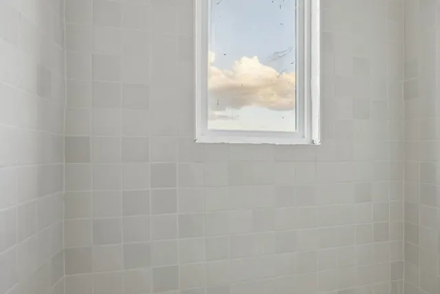 a bathroom with a window