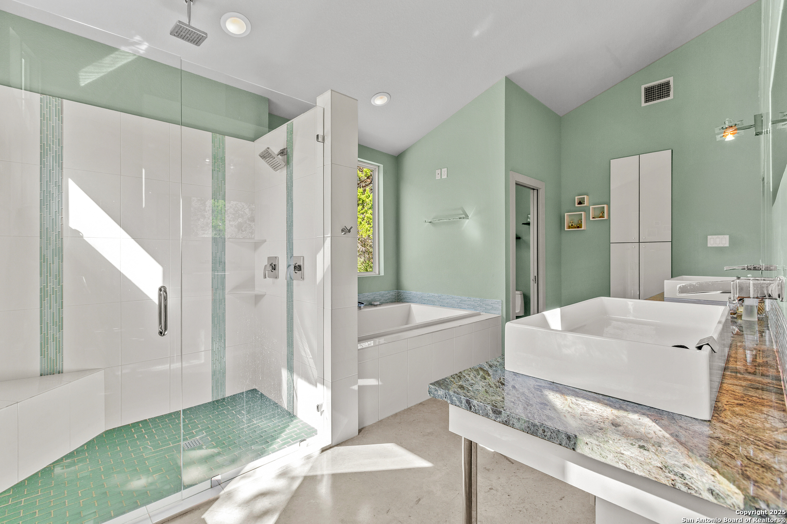 1280 Stoney Ridge Road Bulverde, TX 78163 - Photo 11 of 25 a spacious bathroom with a granite countertop tub sink and shower