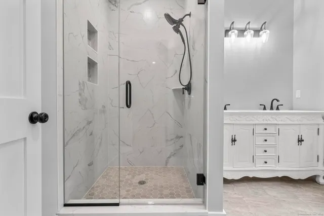 a bathroom with a shower