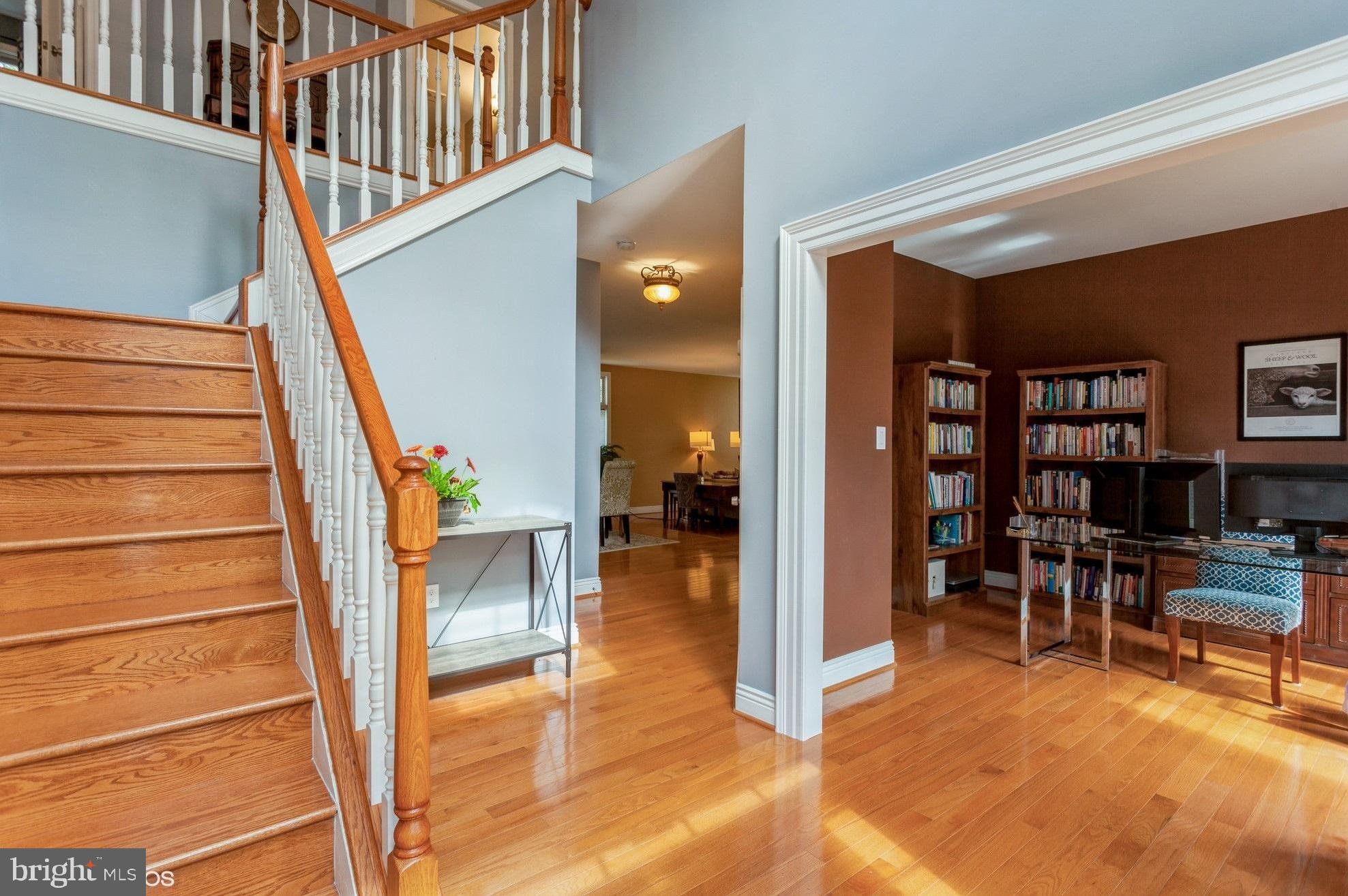 Dramatic hardwood staircase