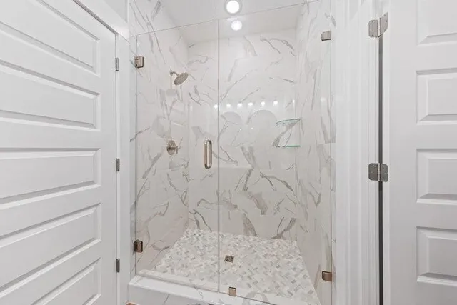 a bathroom with a shower