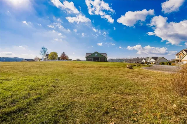 a view of an ocean and a building