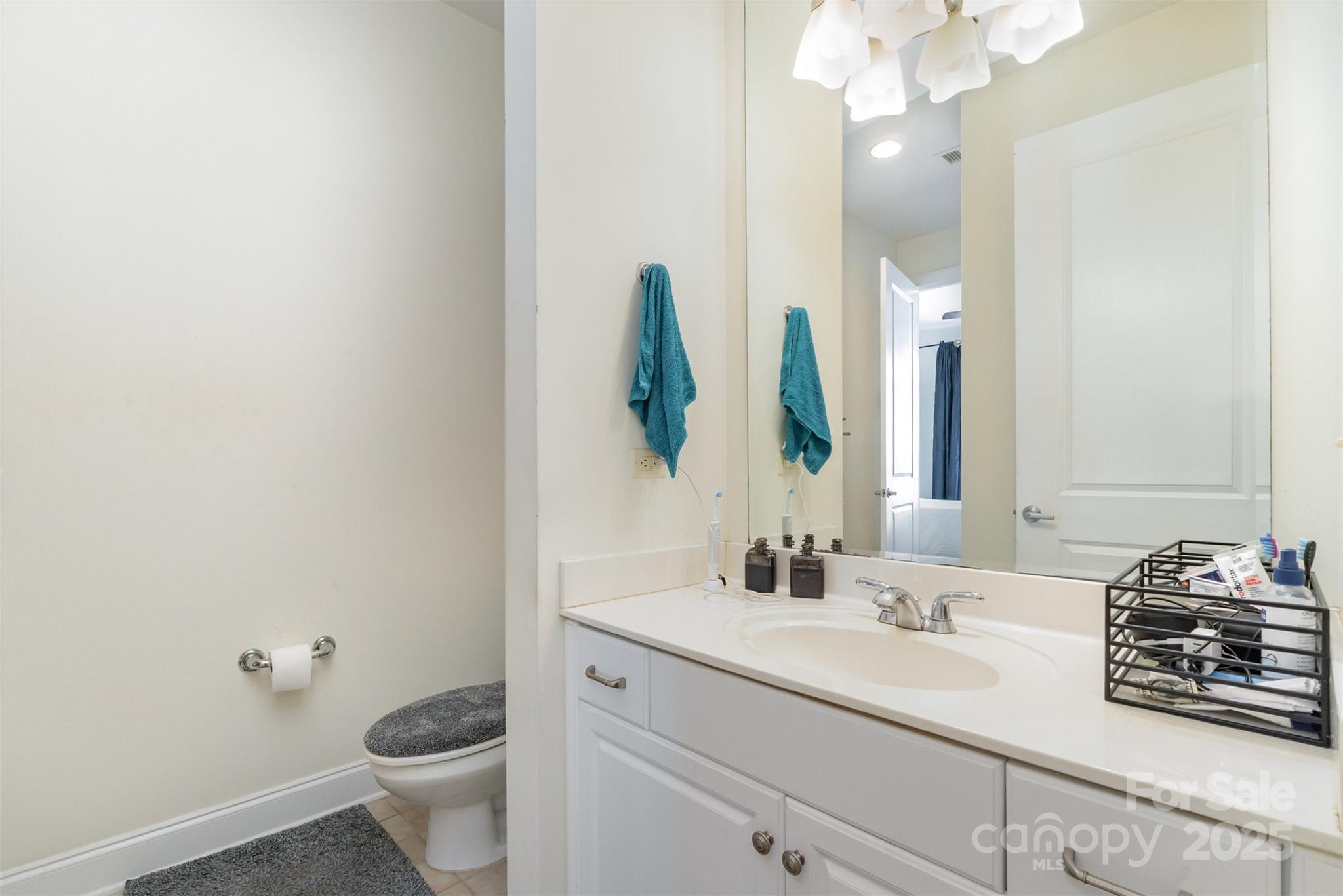 230 South Tryon Street, Unit 1105 Charlotte, NC 28281 - Photo 20 of 33 a bathroom with a double vanity sink and a mirror