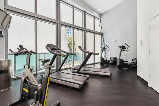 a view of a room with gym equipment