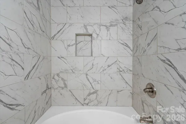 a bathroom with a bathtub