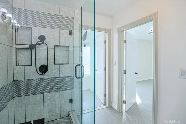 a view of small space with racks on the wall