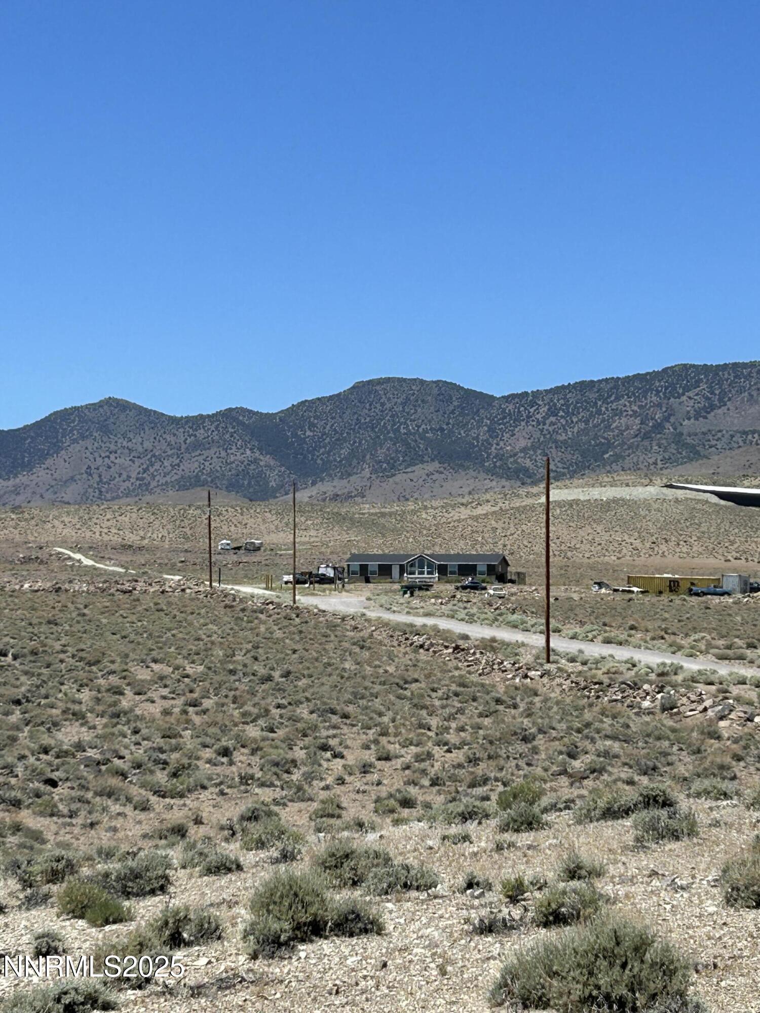 a view of a terrace with a mountain