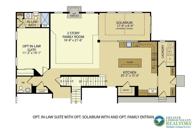 a living room with furniture a large window and a fireplace