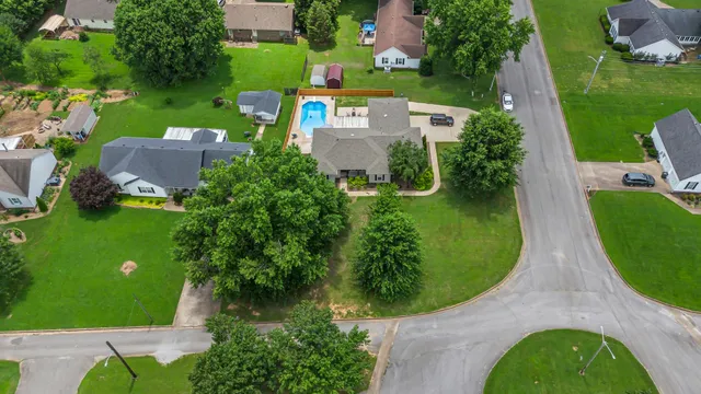 an aerial view of a house