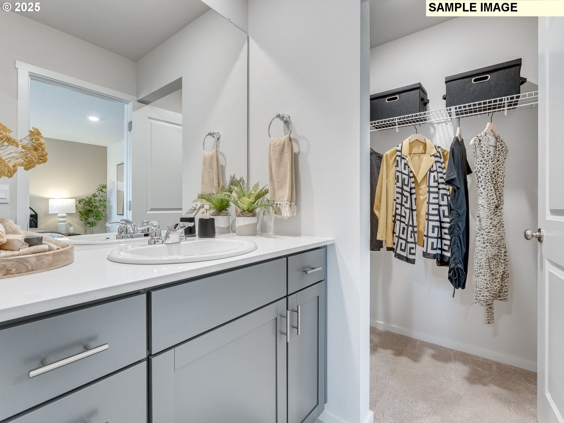 1108 Southeast 194th Place Camas, WA 98607 - Photo 19 of 31 a bathroom with a double vanity sink and mirror