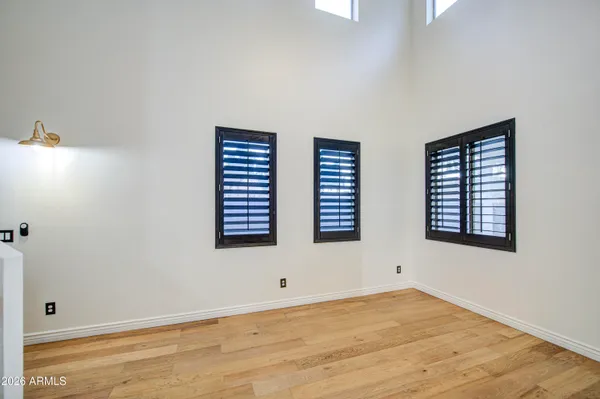 an empty room with windows