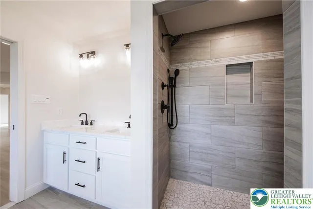 a bathroom with a shower