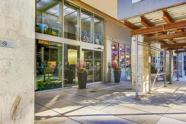 a view of a building with a outdoor space