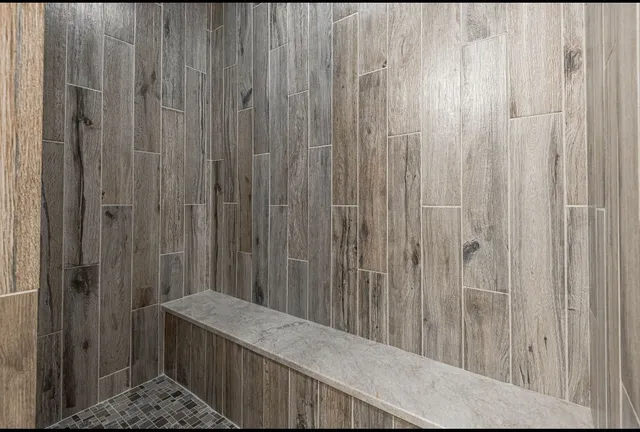 a view of a wooden door