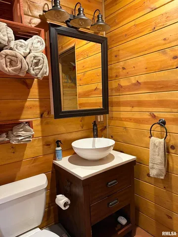 a view of a forest with trees in the background