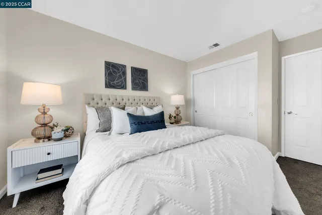 a workspace with furniture and a potted plant