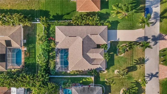 an aerial view of a house