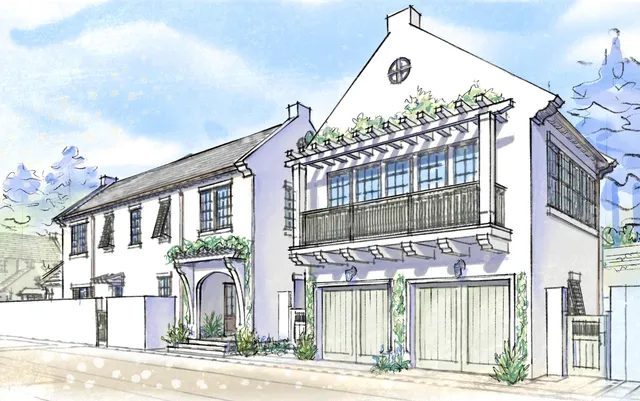 a front view of a building with a entryway