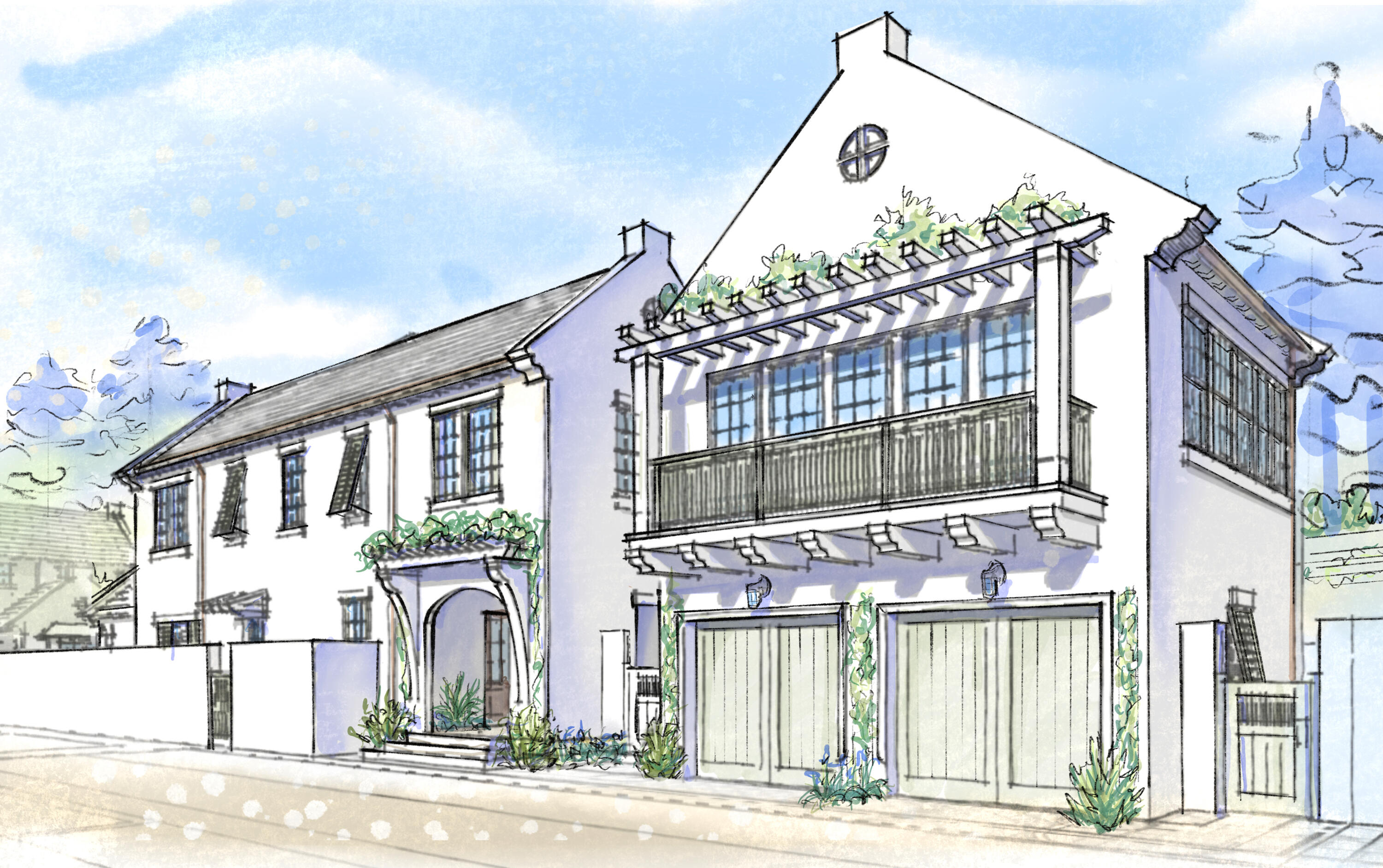 a front view of a building with a entryway