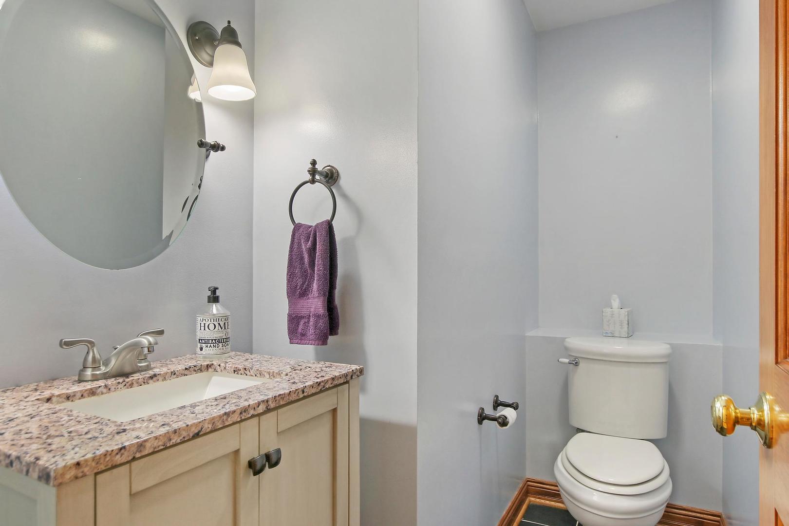703 Crestview Drive Ingleside, IL 60041 - Photo 5 of 28 a bathroom with a granite countertop sink vanity mirror and toilet