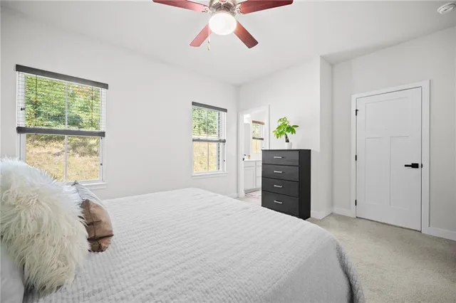 a bedroom with a bed and a dresser