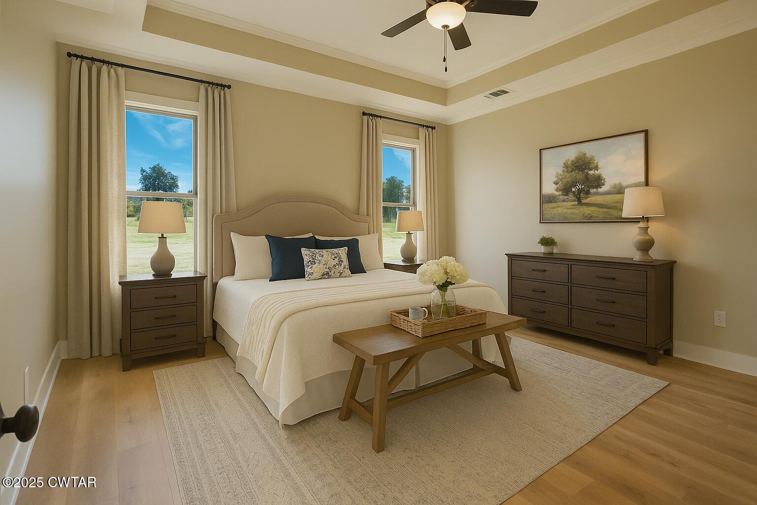 297 Marlow Cemetery Road Gadsden, TN 38337 - Photo 14 of 28 a bedroom with a bed and a chandelier