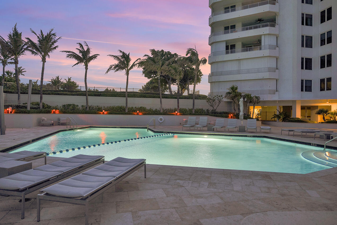 500 South Ocean Boulevard, Unit 1009 Boca Raton, FL 33432 - Photo 41 of 57 Swimming Pool at Dusk