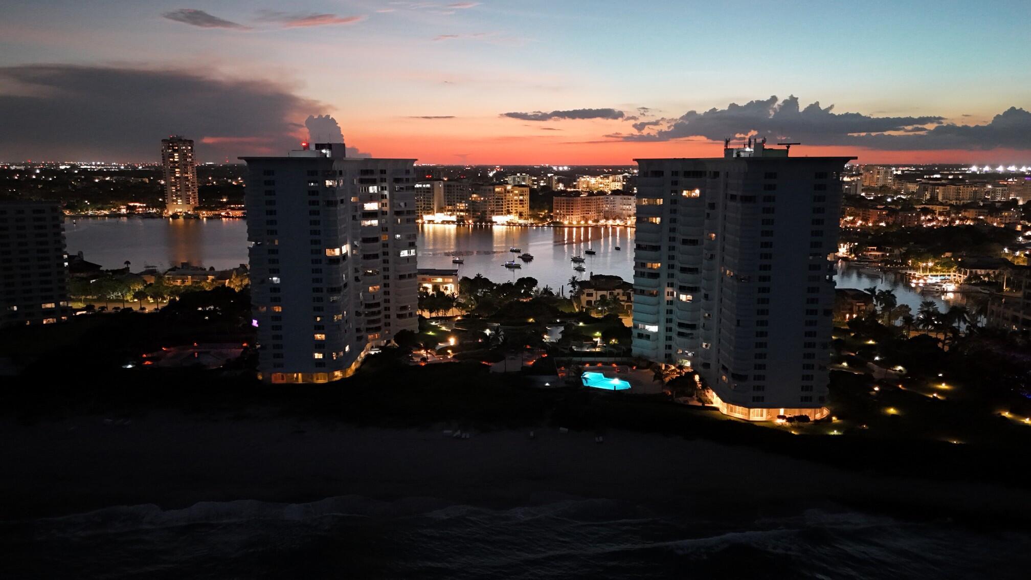 500 South Ocean Boulevard, Unit 1009 Boca Raton, FL 33432 - Photo 50 of 57 View from Balcony at Dusk