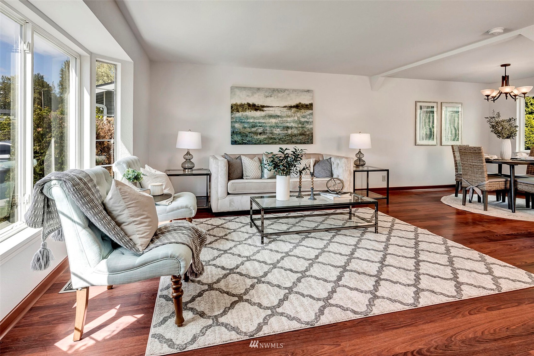 23413 12th Place West Bothell, WA 98021 - Photo 3 of 39 a living room with furniture and a large window with wooden floor