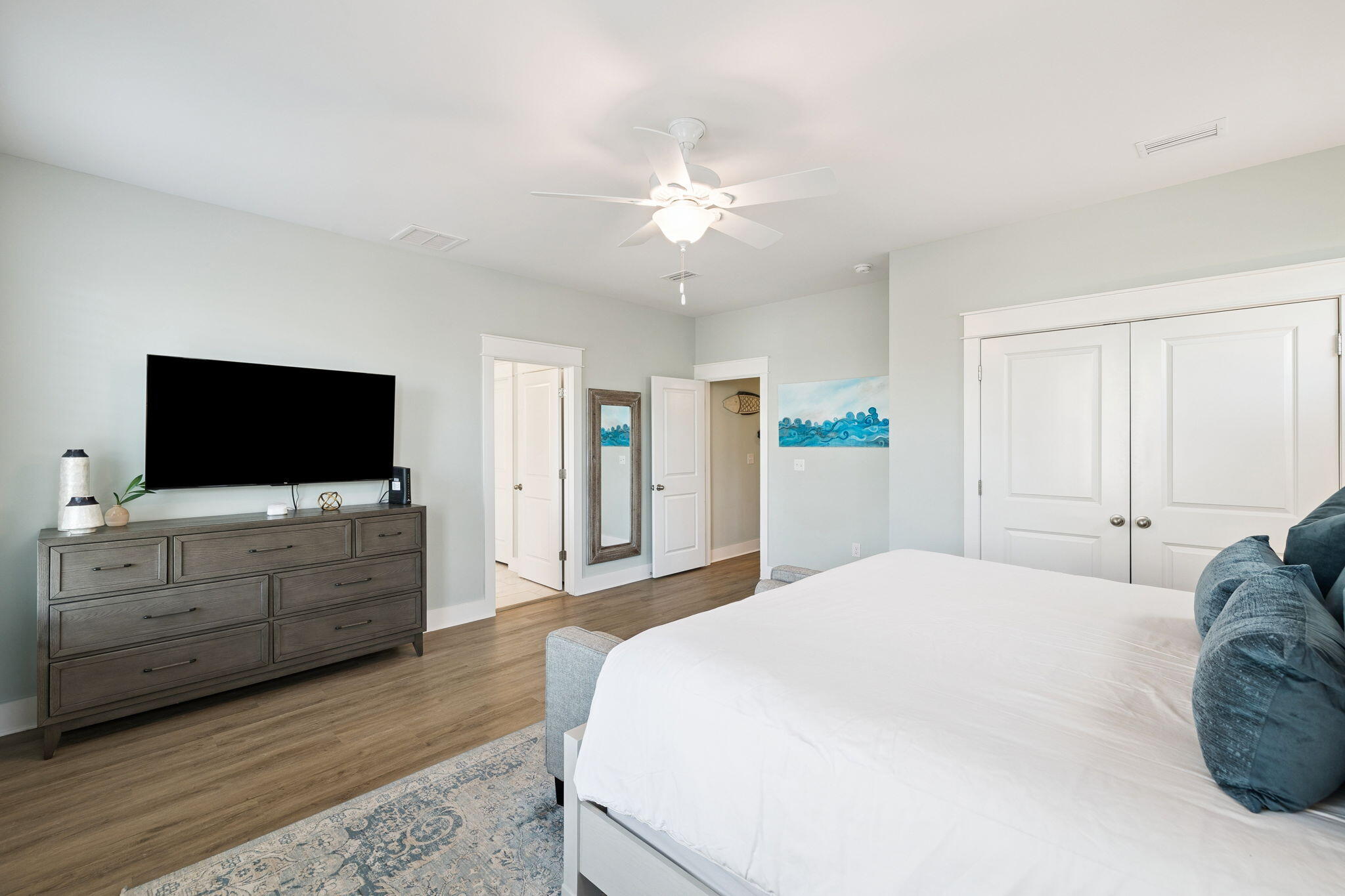 345 Dolphin Drive Santa Rosa Beach, FL 32459 - Photo 33 of 73 a bedroom with a bed and a flat screen tv