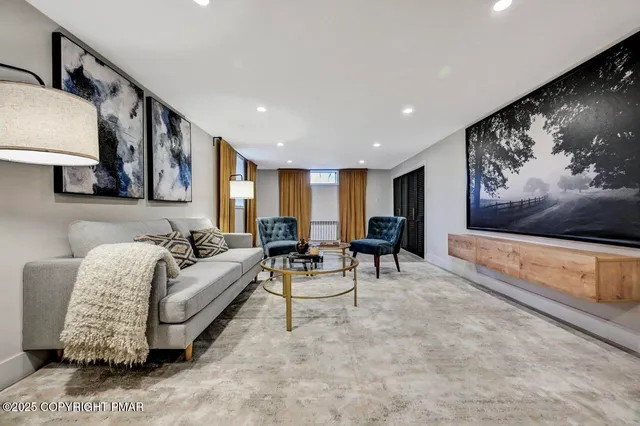 a bathroom with a shower and toilet