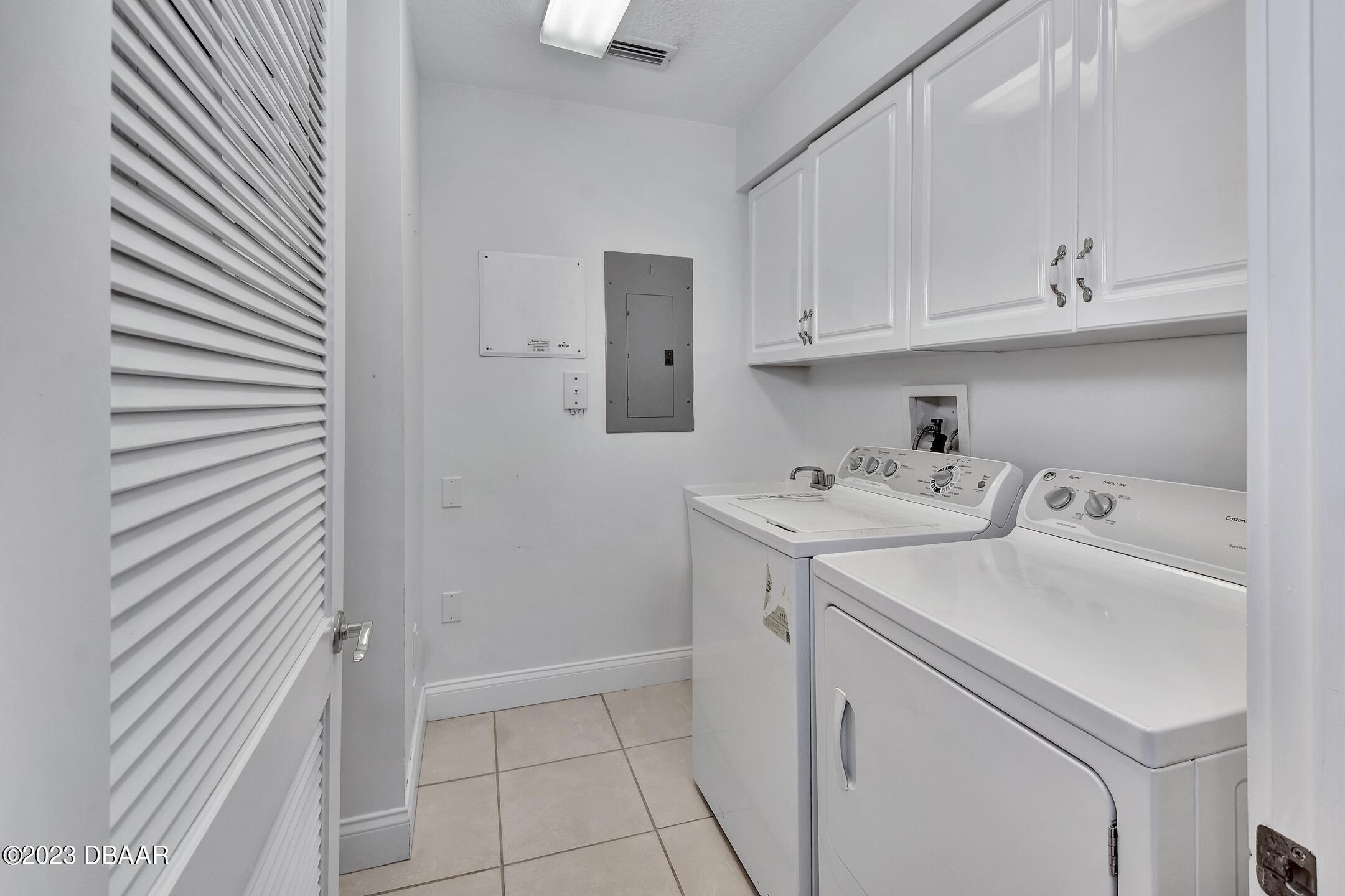 4623 Rivers Edge Village Lane, Unit 6308 Ponce Inlet, FL 32127 - Photo 24 of 55 a utility room with cabinets washer and dryer