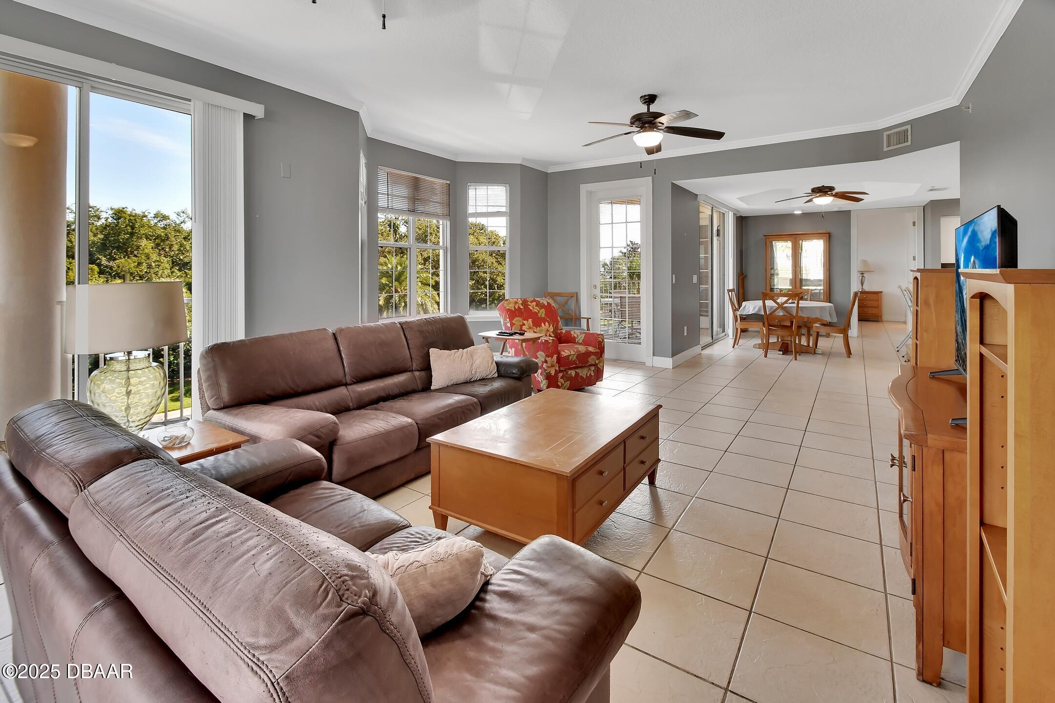 4623 Rivers Edge Village Lane, Unit 6308 Ponce Inlet, FL 32127 - Photo 4 of 55 a living room with furniture and a large window