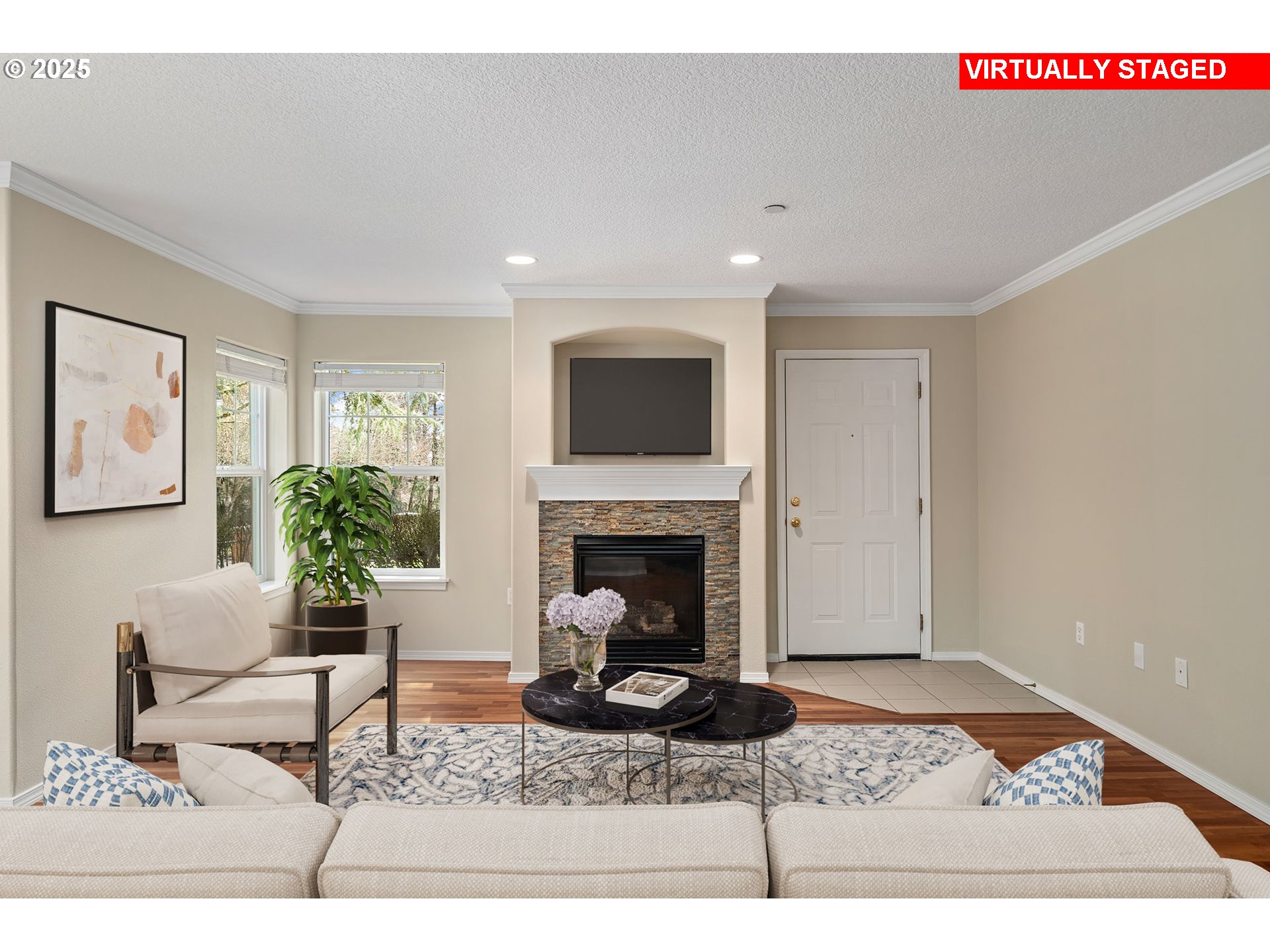 30406 Southwest Ruth Street, Unit 78 Wilsonville, OR 97070 - Photo 9 of 45 a living room with furniture and a fireplace
