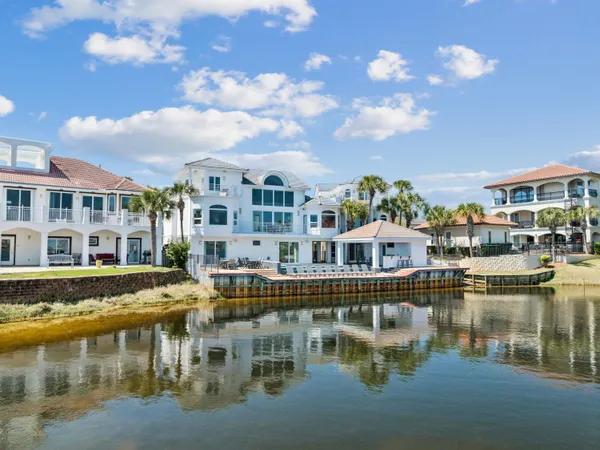 a view of a lake with a building