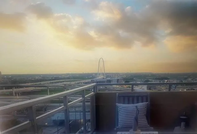 a view of a terrace with skyline