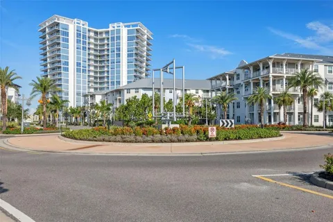 a view of a building with a bench
