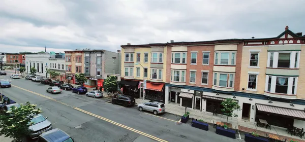 a view of a street in front of building
