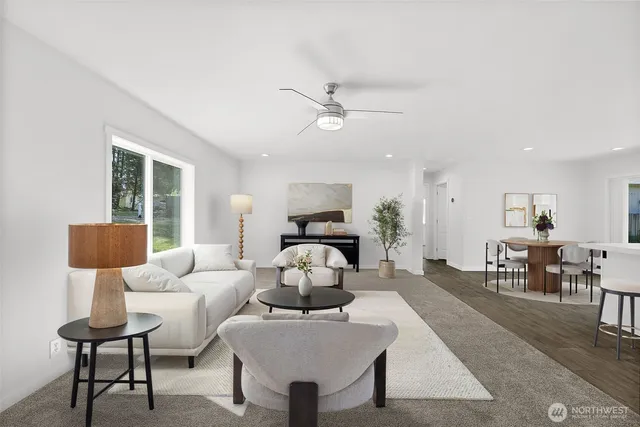 a living room with furniture