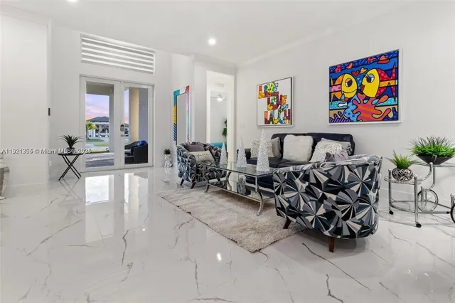 a living room with furniture