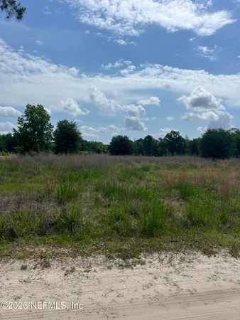 a view of a lake with a yard